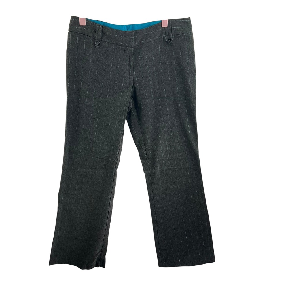 Y2K No Boundaries Juniors 11 Gray Herringbone Teal Pinstripe Stretch Dress Pants